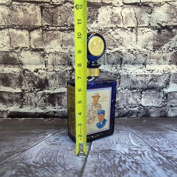 American Legion 50th Anniversary J.W Dant Whiskey Bottle/ Decanter Cobalt Blue - Picture 4 of 5